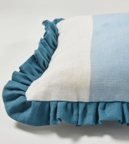 Frill Wide Stripe Cushion 60 x 40cm by Molly Mahon Blue