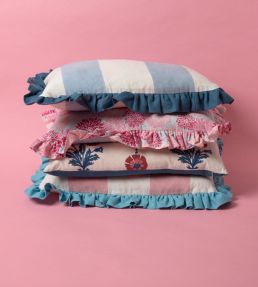Frill Wide Stripe Cushion 60 x 40cm by Molly Mahon Blue