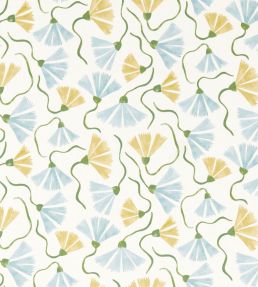Fringed Poppy Print Fabric by Scion Honey/Cornflower