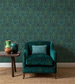 Fritillerie Velvet Fabric by GP & J Baker Indigo/Teal