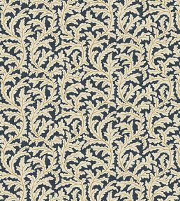 Frond Ogee Fabric by Josephine Munsey Navy and Ochre