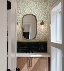 Frond Ogee Wallpaper by Josephine Munsey Radmoor Blue and Clarke White