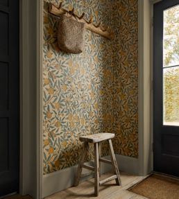 Fruit Wallpaper by Morris & Co Blue/Gold/Brown