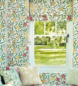 Fruit Fabric by Morris & Co Leaf Green / Madder