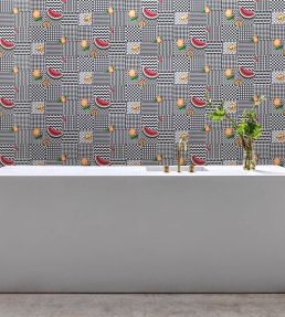 Frutta e Geometrico Wallpaper by Cole & Son Black White & Multi