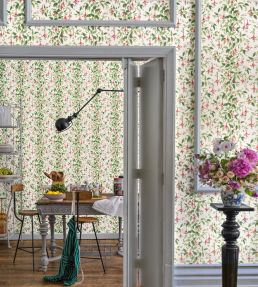 Fuchsia Wallpaper by Cole & Son Powder Pink & Olive on Soft Spring Green