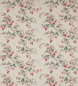 Fuchsia Linen Fabric by Colefax and Fowler Red/Forest