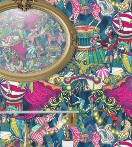 Funfair Wallpaper by Brand McKenzie Denim & Cerise