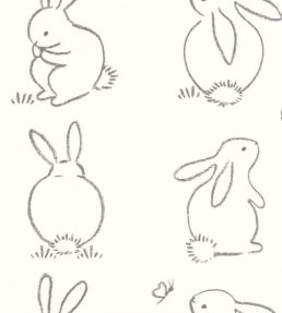 Funny Bunny Wallpaper by Casadeco Noir Graphite