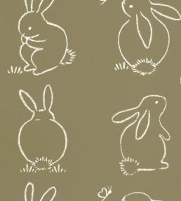 Funny Bunny Wallpaper by Casadeco Vert Kaki