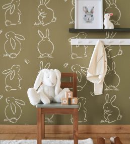 Funny Bunny Wallpaper by Casadeco Noir Graphite