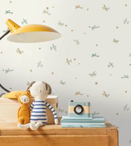 Funny Planes Wallpaper by Caselio Blanc Bleu