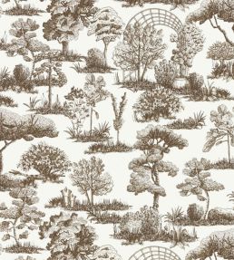 Garden Toile Wallpaper by Scalamandre Espresso
