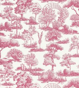Garden Toile Wallpaper by Scalamandre Raspberry