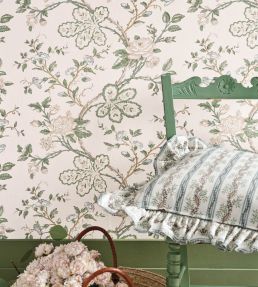 Genevieve Wallpaper by Nina Campbell Taupe/Antique Rose/Linen