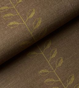Geo Leaf Sisal Wallpaper by Schumacher Metallic Gold & Sepia