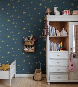 Gillis Wallpaper by Sandberg Midnight Blue