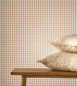 Gingham Charm Wallpaper by Casadeco Camel