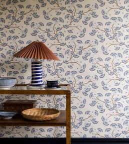Ginkgo Garden Wallpaper by Langelid Von Bromssen Faded Indigo