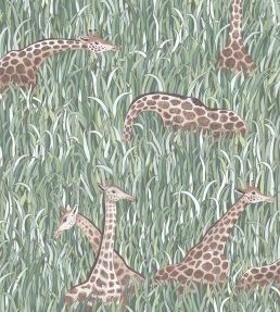 Giraffes Wallpaper by Josephine Munsey Aqua