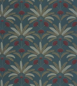 Giselle Wallpaper by Caselio Bleu de minuit grenat