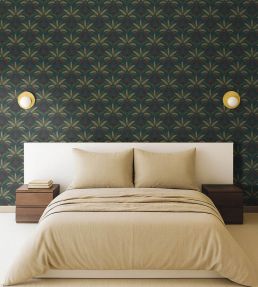 Giselle Wallpaper by Caselio Bleu de minuit grenat