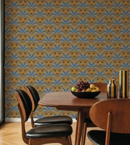 Giselle Wallpaper by Caselio Moutarde indigo