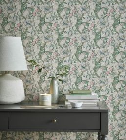 Golden Lily Wallpaper by Clarke & Clarke Slate/Dove