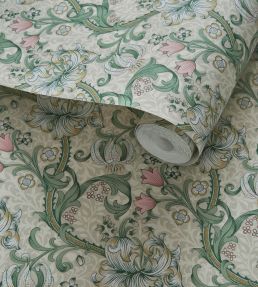 Golden Lily Wallpaper by Clarke & Clarke Linen/Blush