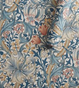 Golden Lily Wallpaper by Morris & Co Blue