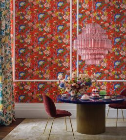 Golden Parrot Wallpaper by Clarke & Clarke Coral