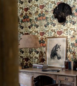 Goldene Henne Wallpaper by MINDTHEGAP Anthracite