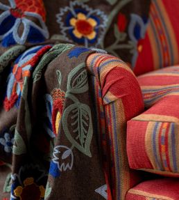 Gorton Fabric by Mulberry Home Red/Teal