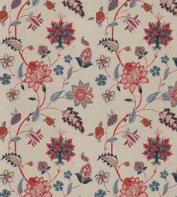 Bakers Indienne Embroidery Fabric by GP & J Baker Indigo / Red