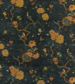Oriental Bird Velvet Fabric by GP & J Baker Teal