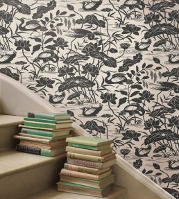 Heron & Lotus Flower Wallpaper by GP & J Baker Eucalyptus