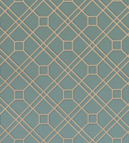 Langdale Trellis Wallpaper by GP & J Baker Teal/Bronze