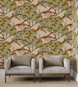 Grand Flying Duck Wallpaper by Mulberry Home Grey / Blue