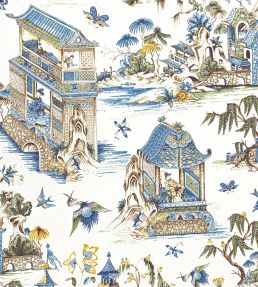 Grand Palace Fabric by Thibaut Blue and Green