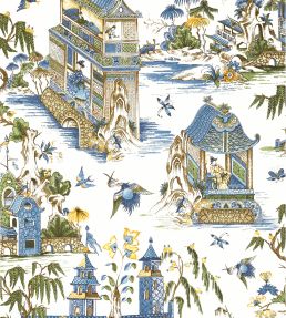 Grand Palace Wallpaper by Thibaut Blue and Green