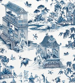Grand Palace Fabric by Thibaut Blue and White