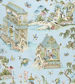 Grand Palace Fabric by Thibaut Spa Blue