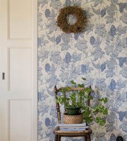 Grape Thief Wallpaper by Langelid Von Bromssen Faded Denim