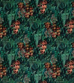 Green Wall Velvet Fabric by Osborne & Little Teal