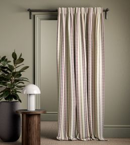 Grove Stripe Fabric by Clarke & Clarke Raspberry/Plum/Olive