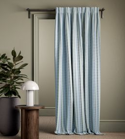 Grove Stripe Fabric by Clarke & Clarke Sky/Midnight/Indigo