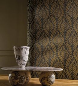 Gustav Wallpaper by Casamance Anthracite/dore