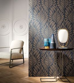 Gustav Wallpaper by Casamance Vert de gris/dore