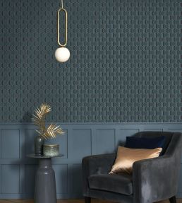 Hamilton Wallpaper by Casadeco Bleu Paon