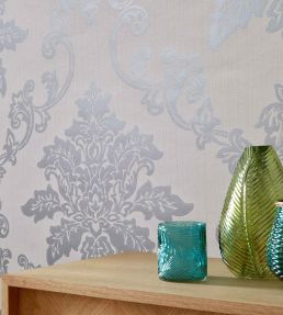 Hampton Wallpaper by 1838 Wallcoverings Silver